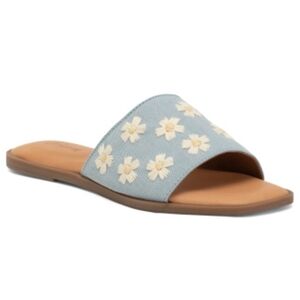 💙🔹️JELAVU 🔹️Floral Embroidered Slide Daisy Poppy  Sandals